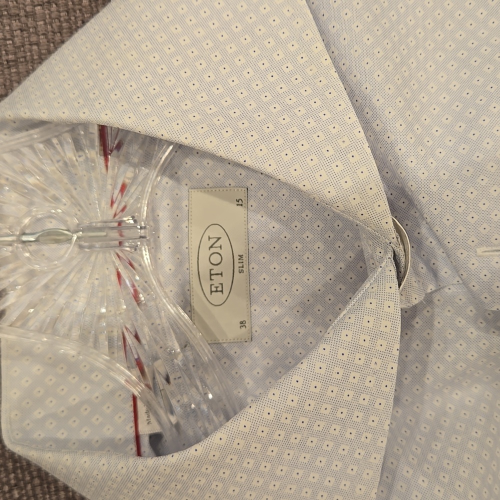 Eton slim fit light blue dress shirt size 38 neck size 15